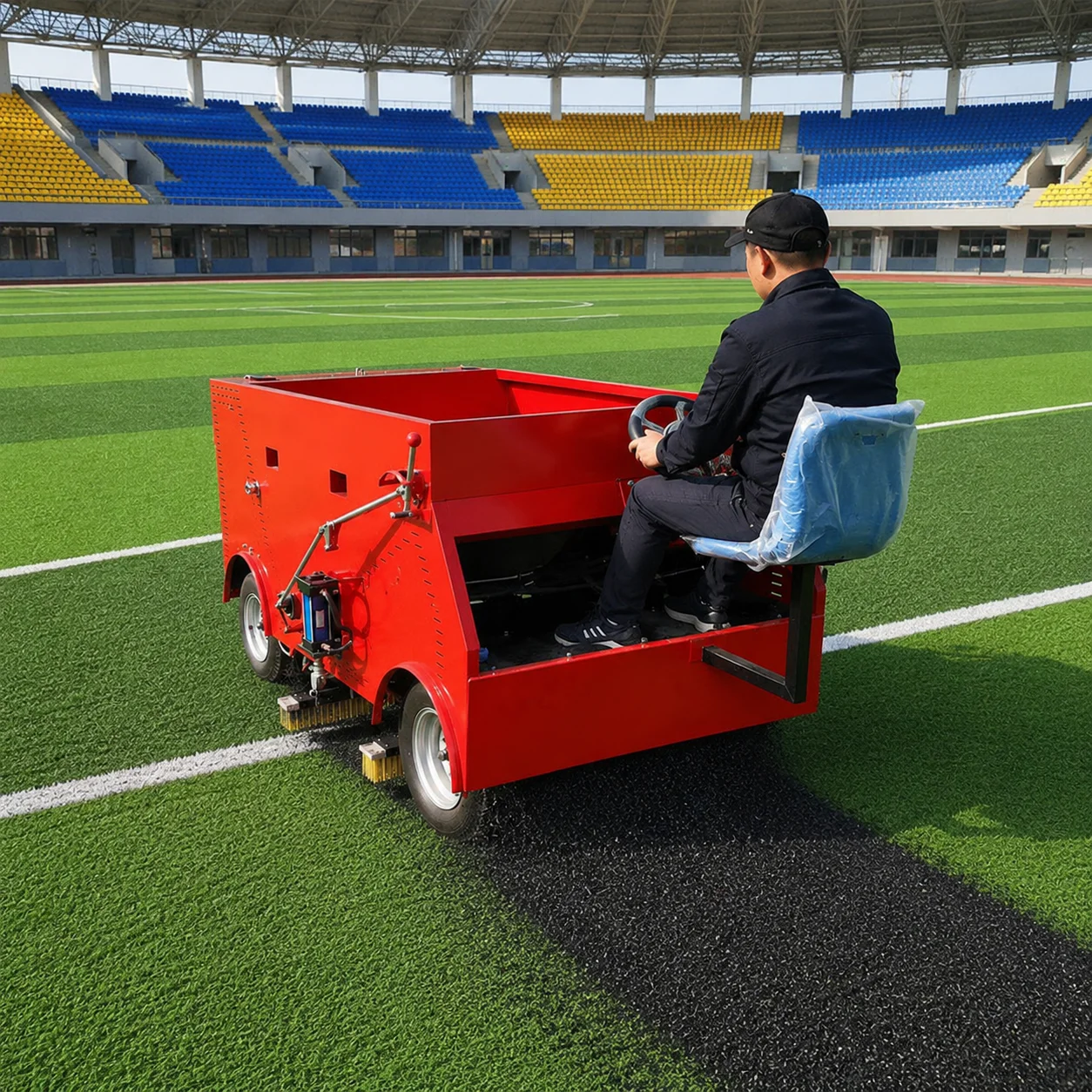 Small Ride on Sand Filling and Grass Brushing Machine Turf Sanding and Grooming Equipment Mini Sports Field Infill Machine