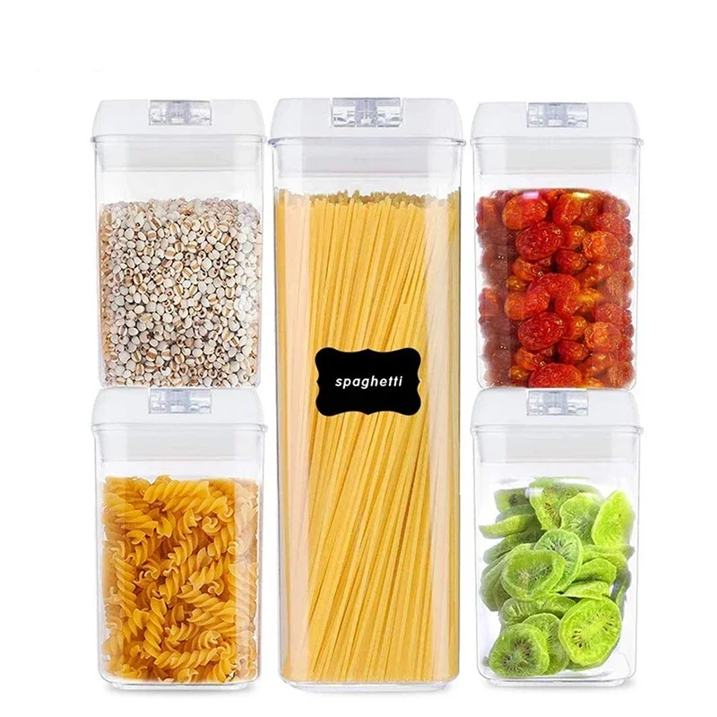 Plastic Food Storage Container Spice Jar Set Kitchen Box Bulk Sealed Jar Refrigerator Vacuum Transparent Storage Bottle Tea Tank