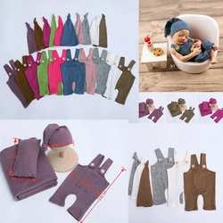 Shooting Photo Costume for Baby Casual Simple Soft Solid Color Hat+Overall Pant+pillow 3pcs/sets Newborn Photography Clothing