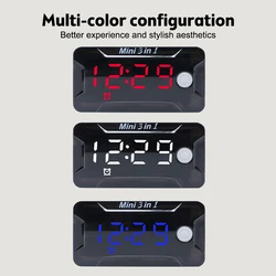 5729B Thermometer Time Voltmeter Watch 3 in 1 Motorcycle Car Electronic Watch Digital Clock Switching Digital Display Voltage