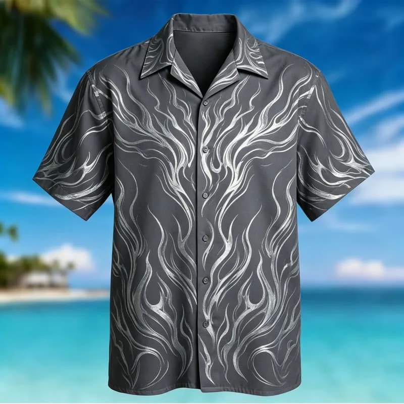 

Tropical Natural And Abstract Printed Short Sleeved Shirt For men's Casual top, For Beach Vacations And Daily Travel