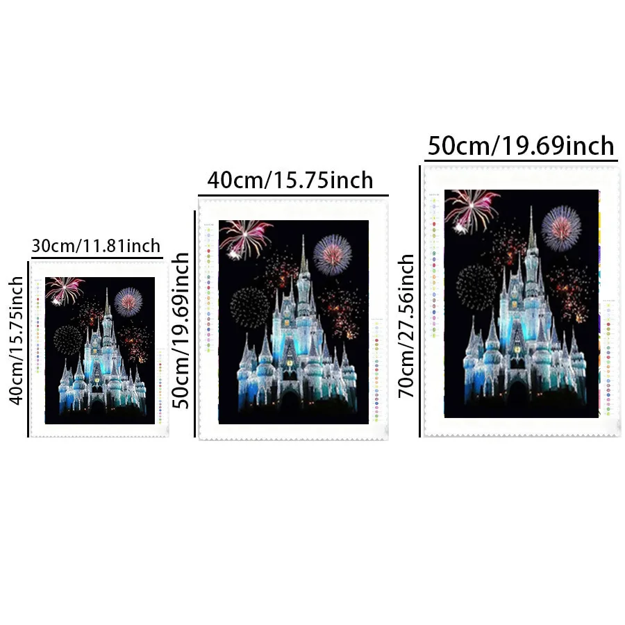 1 piece - 5D-DIY - Flocking cloth - Special drill - Diamond painting set - Fireworks, castle - Mosaic - Diamond art