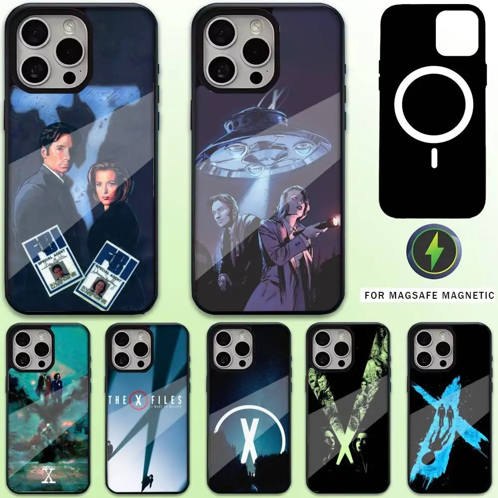 Funda de teléfono The X Files TV Series para iPhone17,16,15,14,13,12,11 Plus,Pro Max magnética para carga inalámbrica Magsafe