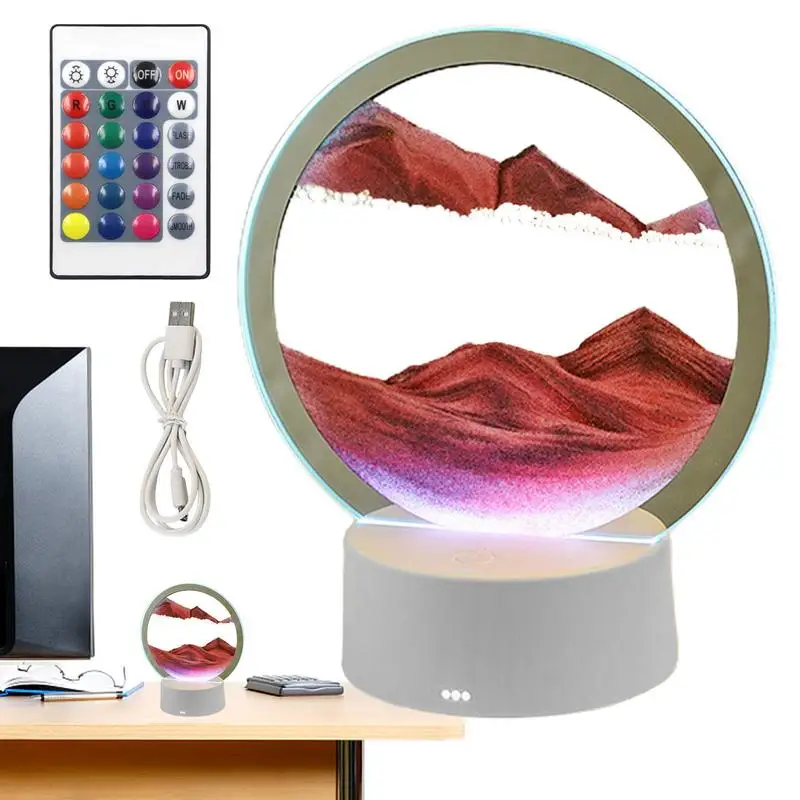 3D Moving Sand Art 3D Quicksand Lamp With USB Charging Desktop Ornaments Moving Sand Art Lamp Creative Sand Art For Home