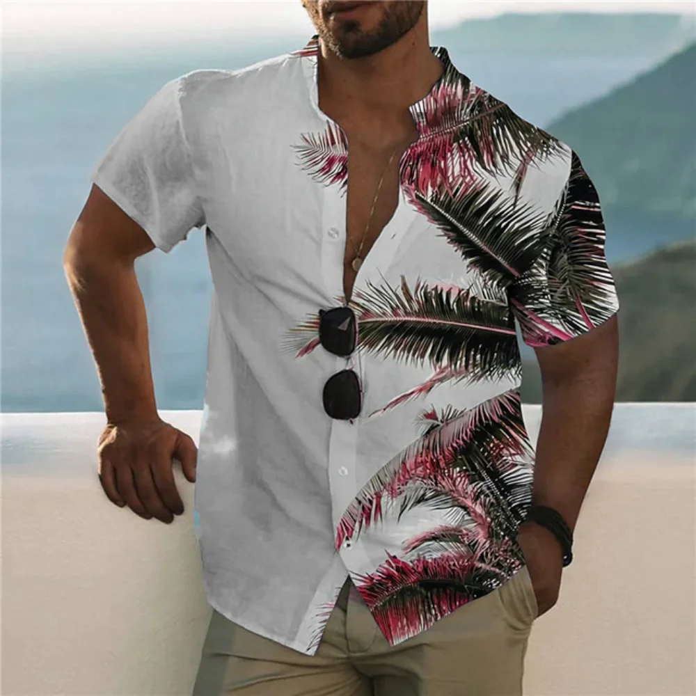 Summer Trend 3d Print Men\'s Shirt Hawaii New Tree Coconut Graphic Short Sleeve Tops Fashion Clothes 2023 Beach 5xl Blouse