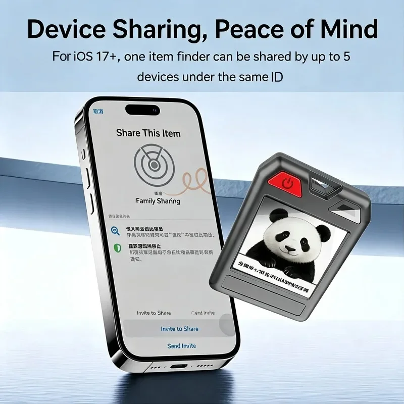 1.54-inch E-ink Display Screen Tracker Compatible with Apple & Google Dual System Locator Keychain Dual-System Anti-Loss Device