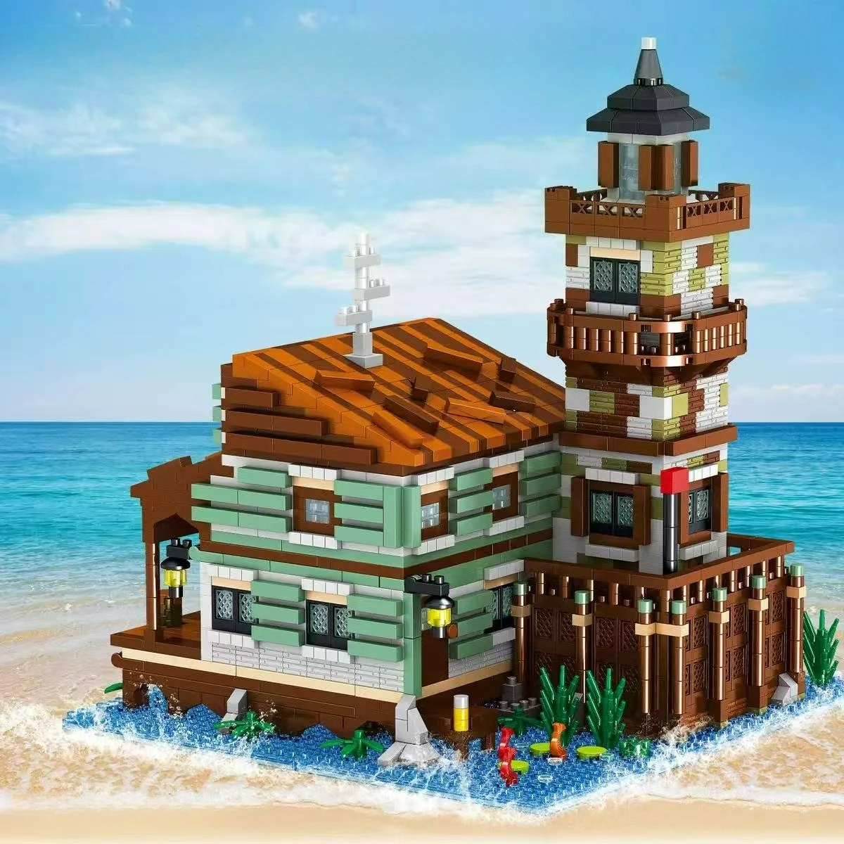 MOC Mariene Architectuur Vissen Dorp Hut Modle Bouwstenen Straatbeeld Architectuur Baksteen Puzzel DIY Speelgoed Kinderen Geschenken