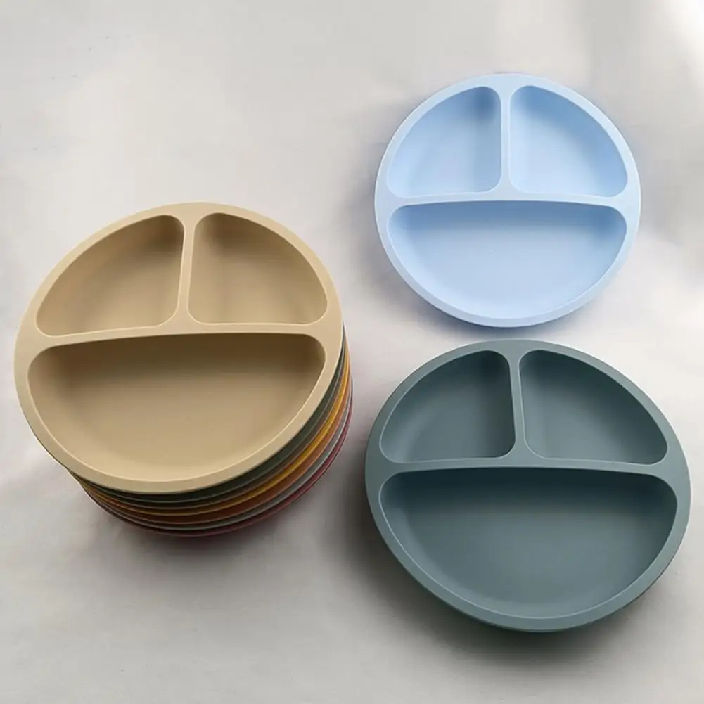 Practical High Temperature Resistance Baby Plate Bite Resistant 3 Grids Infant Plate Baby Feeding Supplies Tableware