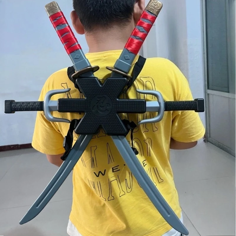 7 قطعة/المجموعة تأثيري اكسسوارات الساموراي نينجا لعبة سكين مزدوج ديدبول تأثيري هالوين زي الدعائم لعبة الأطفال