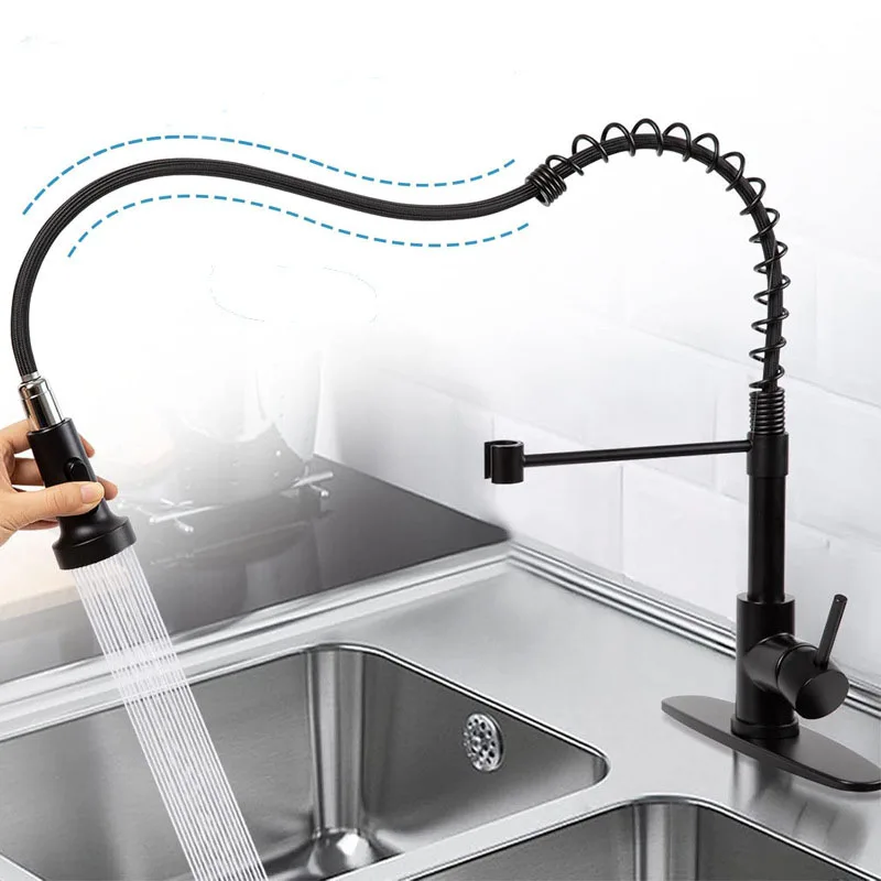 

Выдвижной кухонный смеситель с одной ручкой, двойной режим, насадка, смеситель для горячей и холодной воды, кран, кухонные смесители