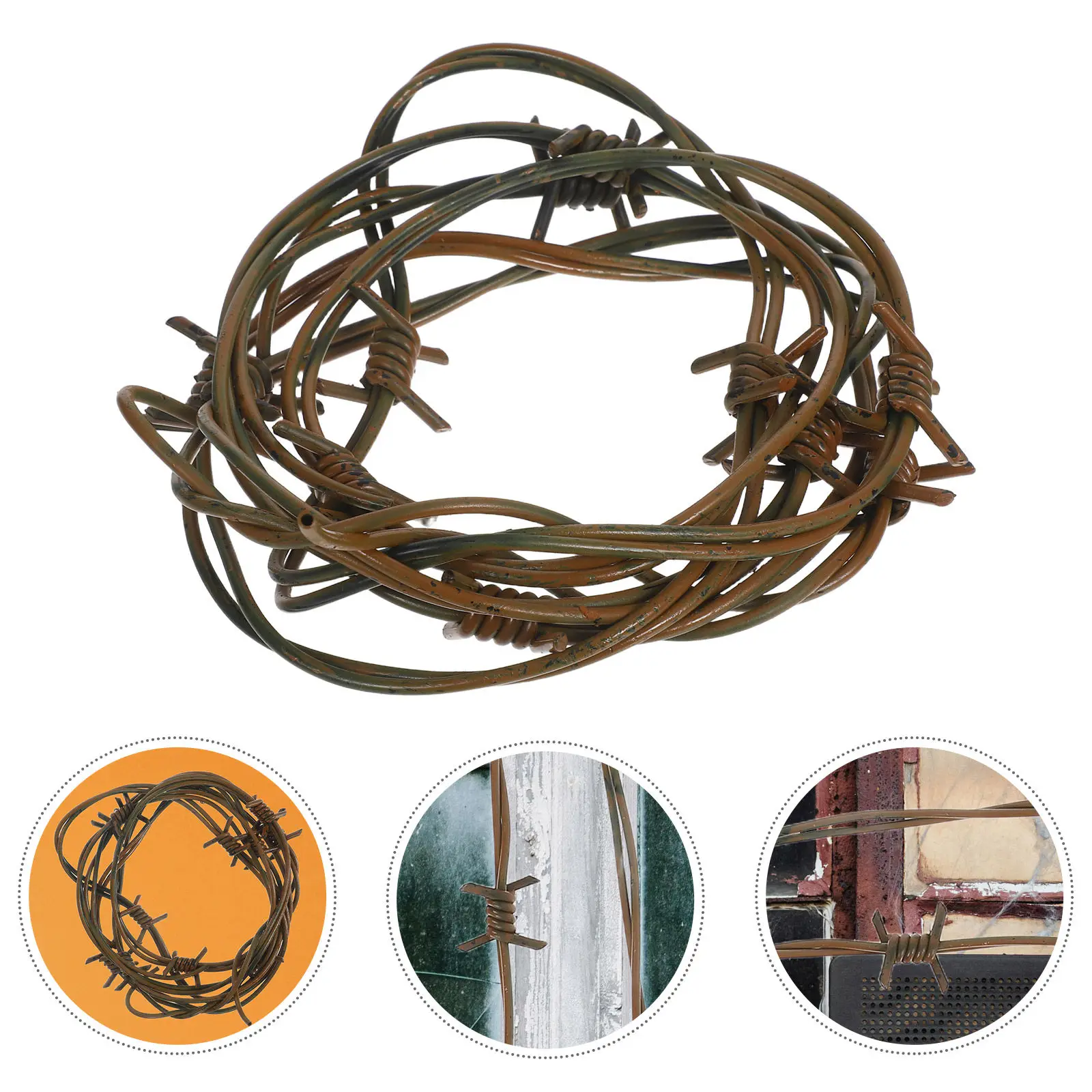 8.2ft Detailed Horror Barbed Wire Chain Simulation Plastic Halloween Decor Spooky Atmosphere Creator Scary Party Escape Room