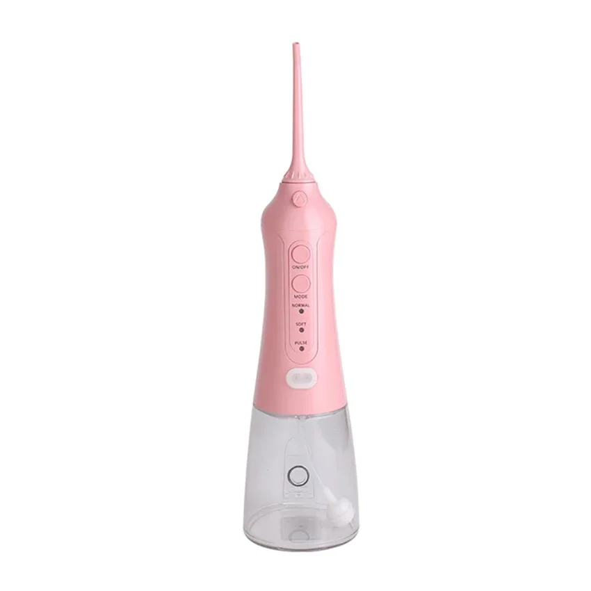 Irrigador oral portátil recarregável sem fio do flosser da água para o curso e a casa, 300ml, 3 pontas do jato, líquido de limpeza impermeável dos dentes
