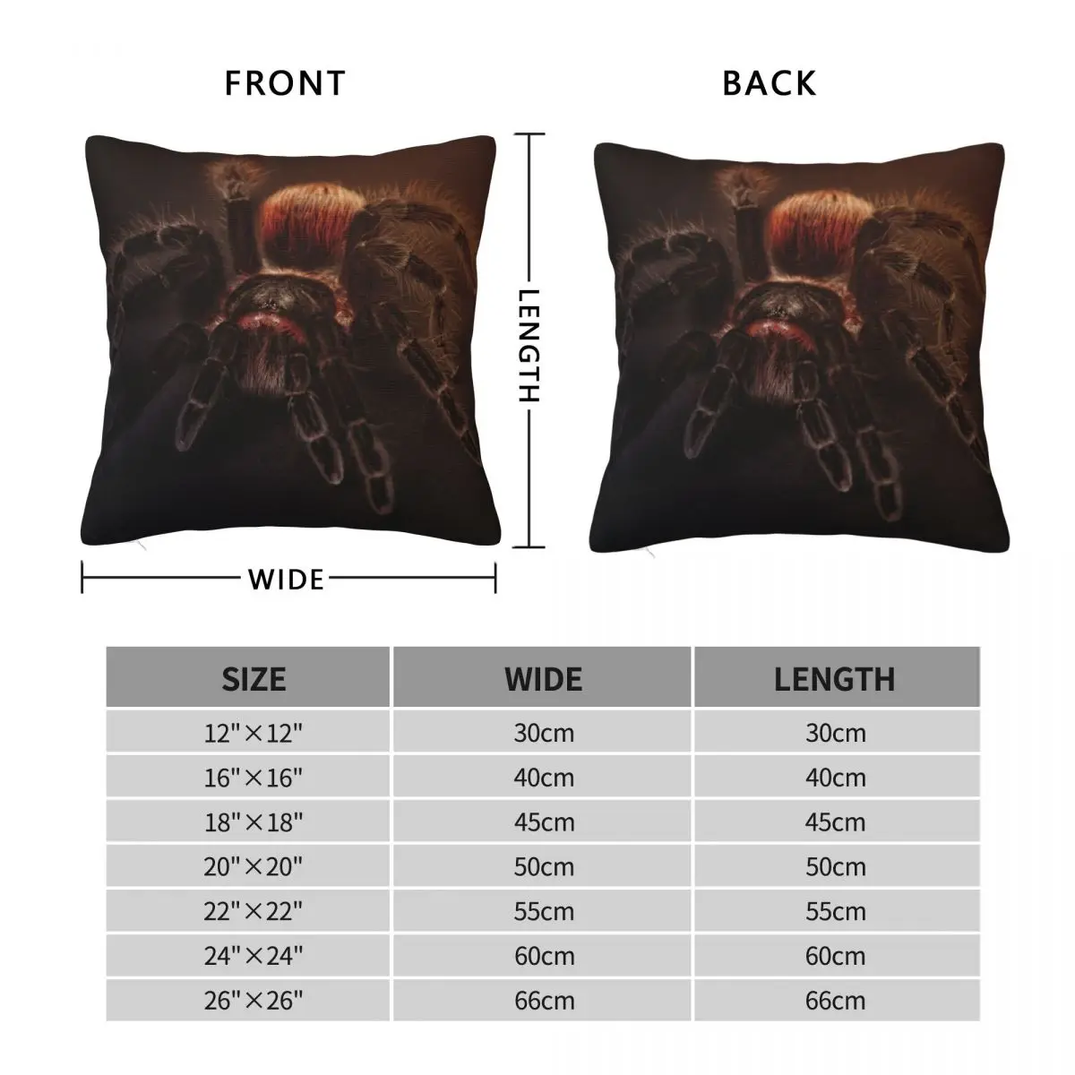 Tarantula Pillowcase Polyester Linen Velvet Creative Zip Decor Pillow Case Car Cushion Case