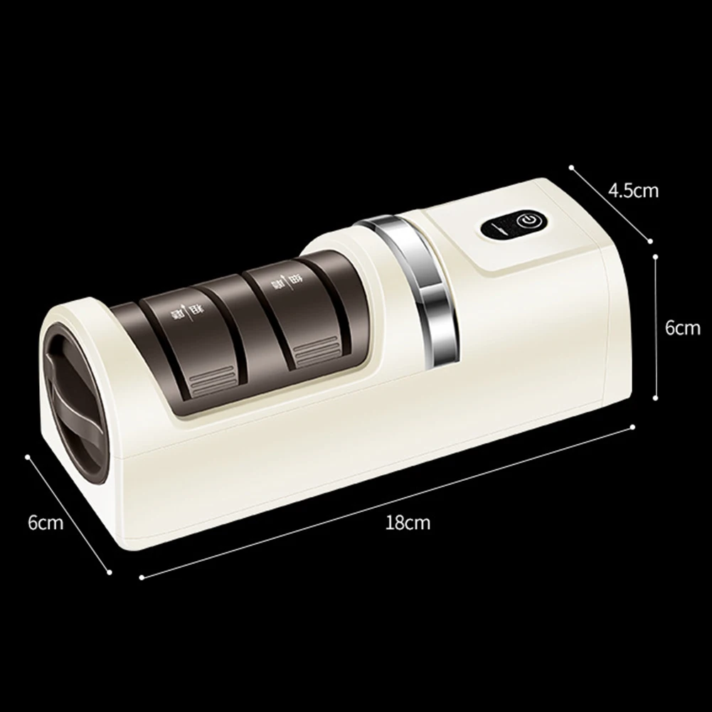 Dual slot electric sharpener for kitchen knives fruit knives and scissors with quick restoration and polishing