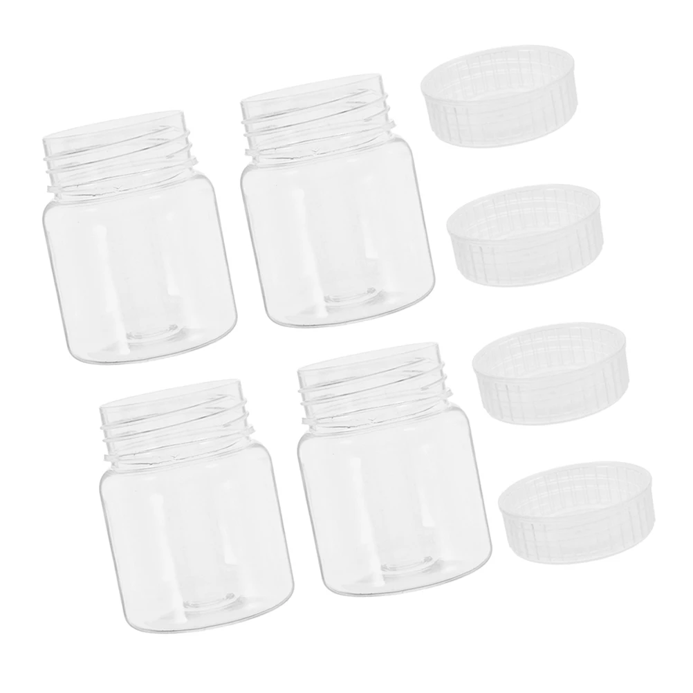

4 PCS Jars Chemical Storage Bottles Laboratory Grade Polypropylene Container Miniature