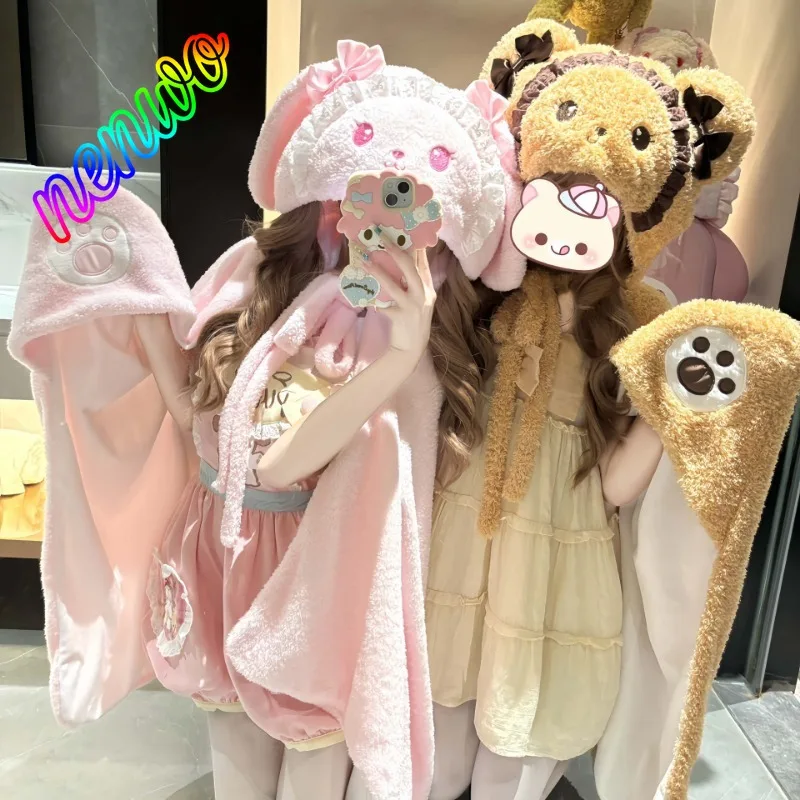 

Оригинальные милые пончо в стиле Лолита, женские повседневные накидки, теплые пальто с мультяшными рисунками для женщин, новая модная осенне-зимняя накидка для женщин