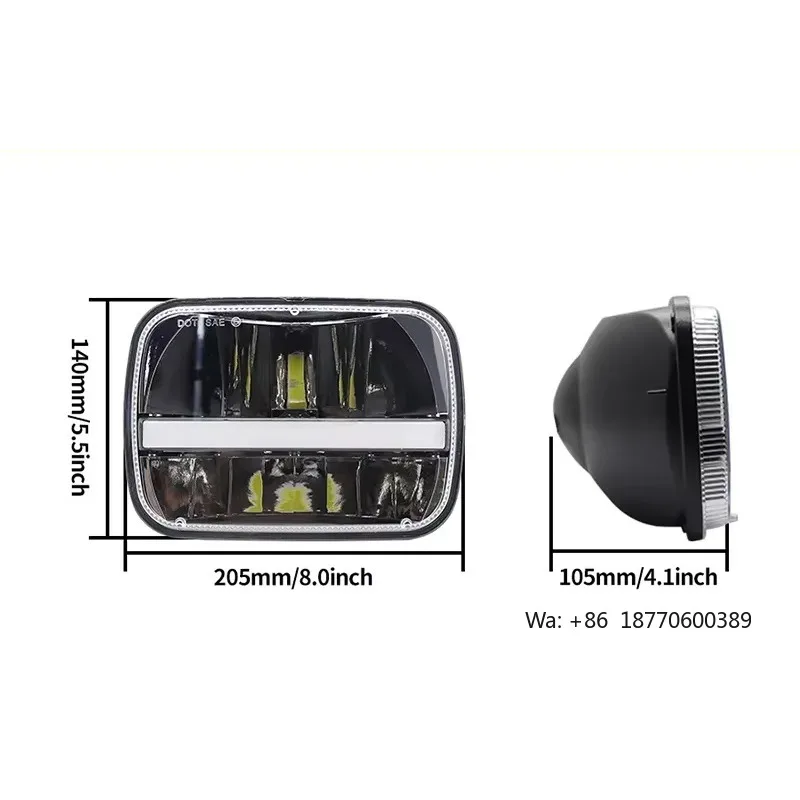 IOL Universal Car LED Headlamp 5*7inch Square & Rectangle 6500k New Condition for Offroad view 2