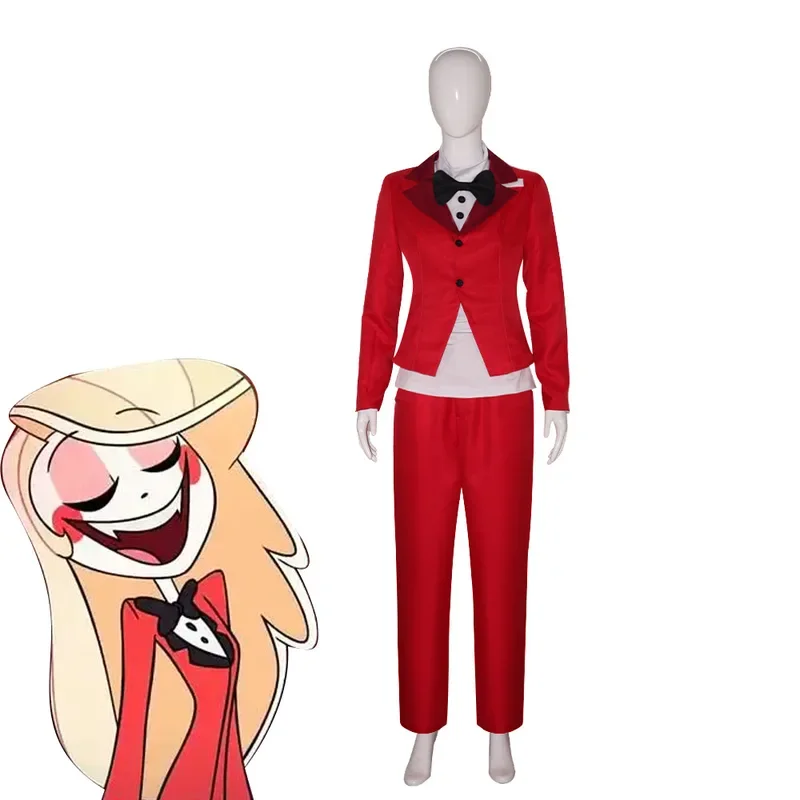 MN1 Аниме Вагги Косплей Костюм Чарли Ред Ранниз Униформа Haz bin Cos Отельные костюмы для взрослых женщин мужчин Хэллоуин Вечеринка9*