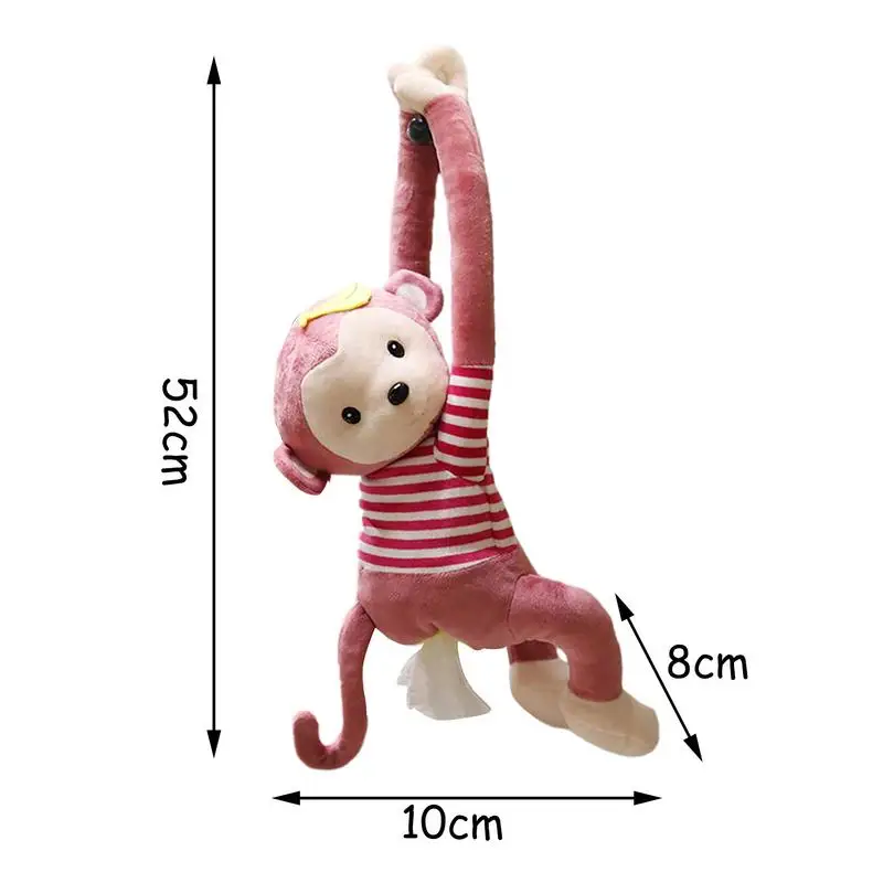 Creative Cute Cartoon Monkey Home Office Car Hanging Paper Napkin Tissue Box Cover Holder Portable Paper Box Soft 3D Animals