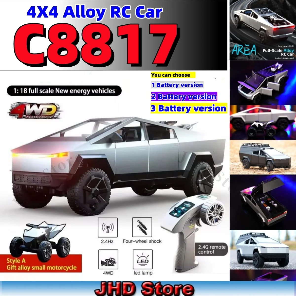 JJRC C8817 سبيكة RC سيارة التحكم عن بعد سيارة محاكاة معدات التخييم شاحنة صغيرة نموذج Rc سيارة 2 أو 3 أكثر البطارية اختيار #1