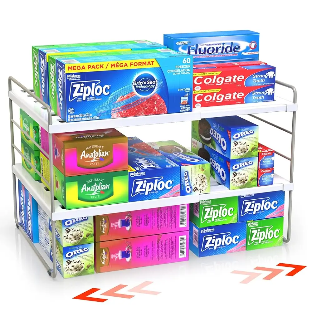 

3-Tier Pantry Cabinet Organizers And Storage Adjustable Height And Expandable Kitchen Plastic Wrap Organizer Sturdy Aluminum