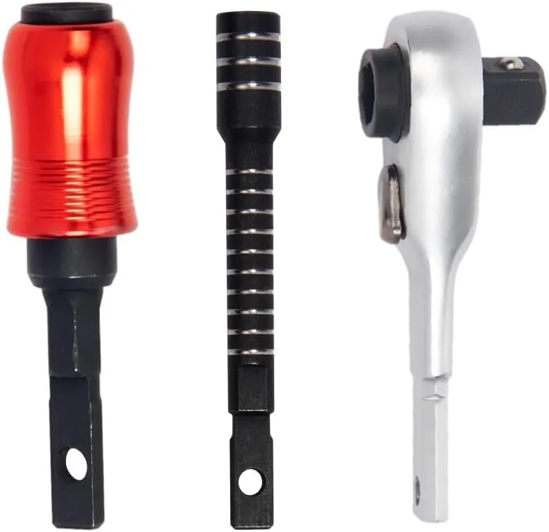 Black Flat End Bit Extender + Screwdriver Bit Holder + 2 in 1 Ratchet Wrench for Leatherman Multi-tool Accessories,3 Pack