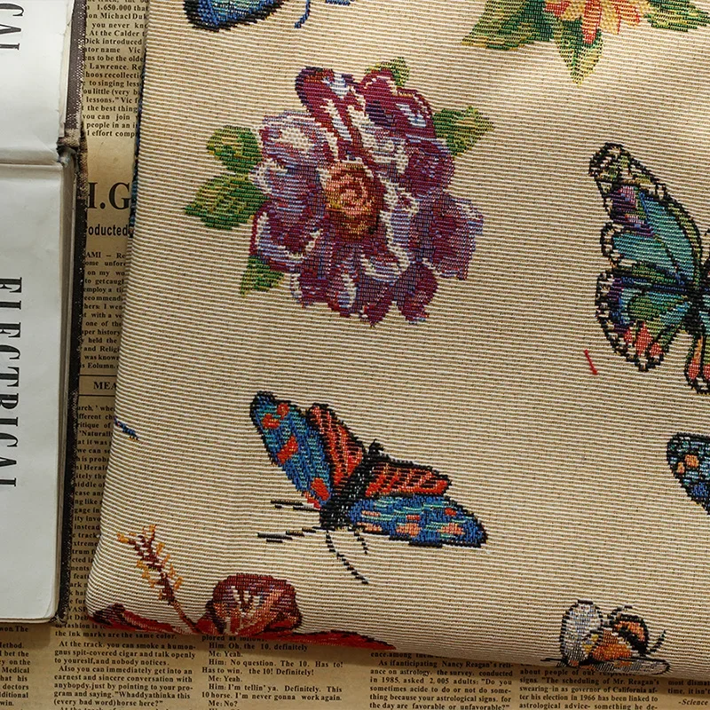 Butterfly Dragonfly Pattern Yarn Dyed Thick Jacquard Fabric Sofa Pillow Case Bag Suit Making Fabric