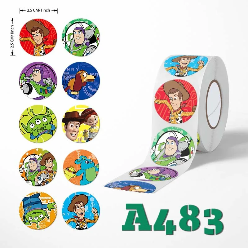 500Pcs/Roll Disney Toy Story Cute Graffiti Stickers Cartoon Sealing Sticker for Computer Notebook Stationery DIY Toys Secret