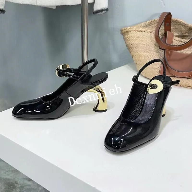 Nieuwe zomer lederen open teen sandalen dames effen kleur mid hak sandalias mode pompen feestjurk schoenen runway schoenen