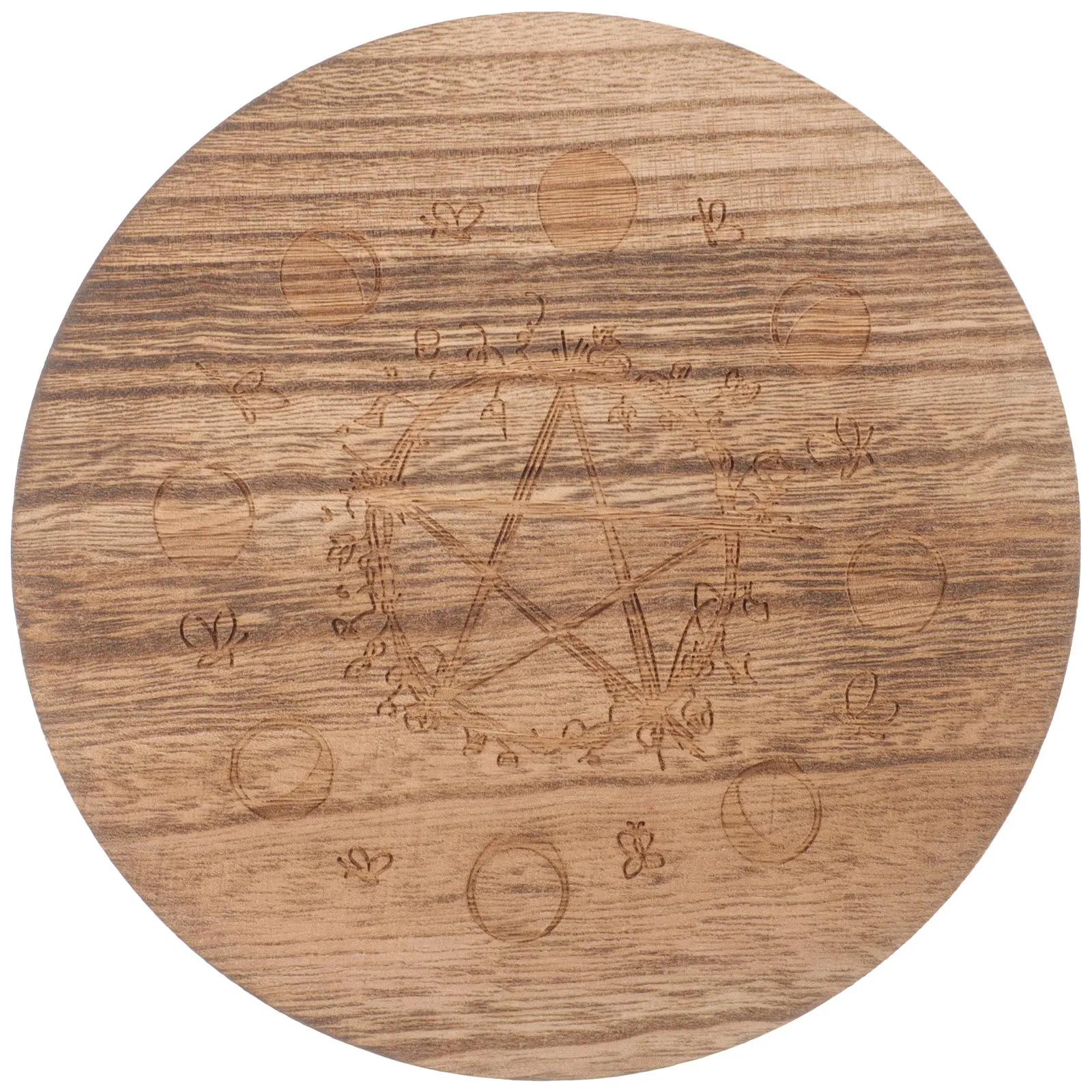 

Pentagram Pattern Crystal Solid Wood Holder Rustic Desktop Candlestick Stand Altar Display Wedding Party Home Decor