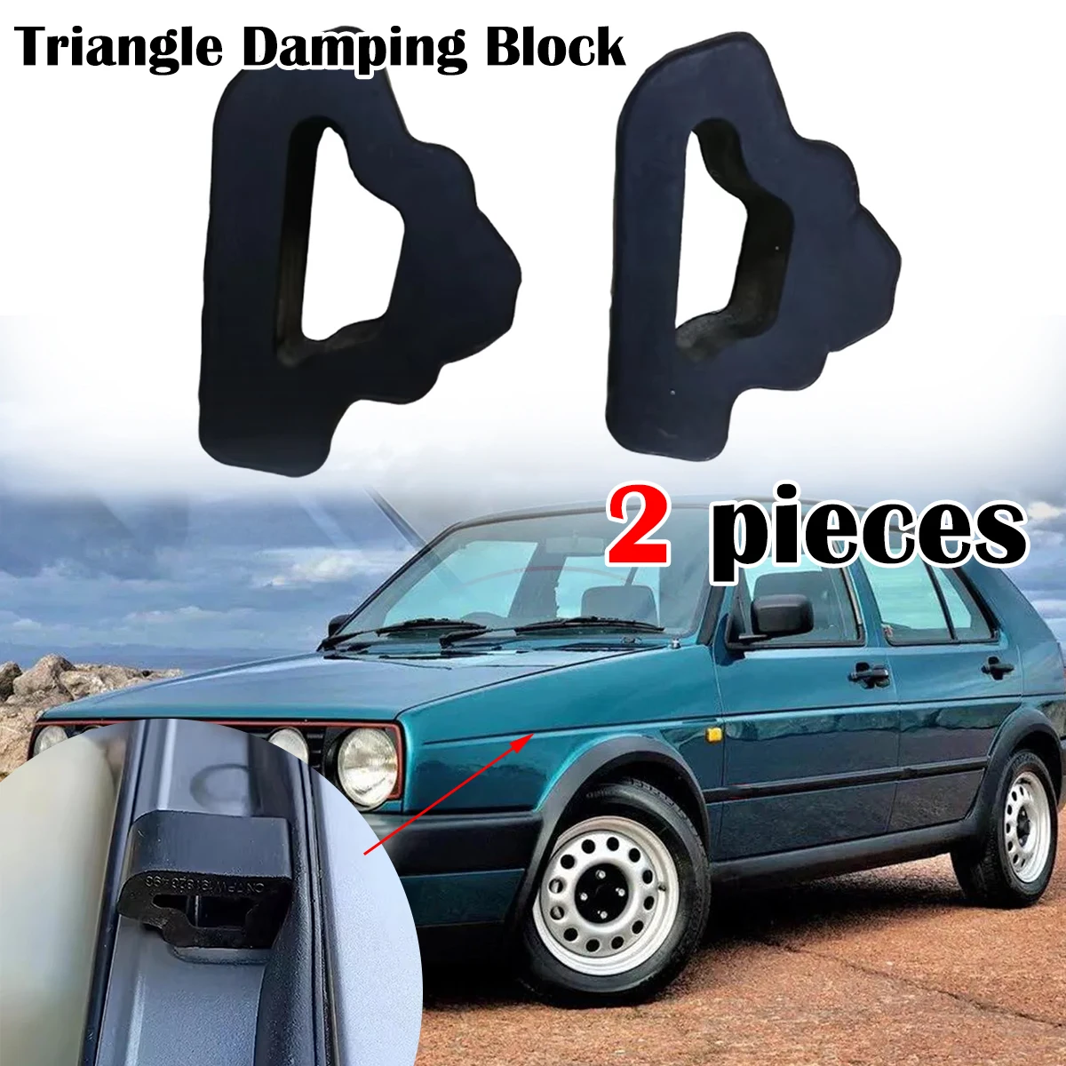2Pcs Engine Cover Bonnet Wing Guide Rubber For VW Golf Mk2 Jetta Hood Stop Buffer Triangle Damping Block Pad Cushion 1987-1992