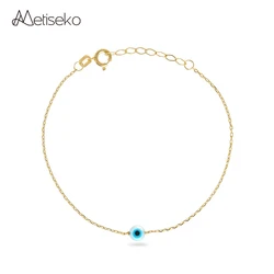 Metiseko 925 Sterling Silver Devil's Eye Ladies Bracelet Men's Versatile Summer Beach Anklet Accessories 18+3cm