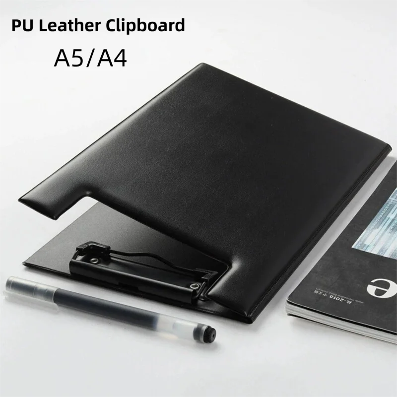 Premium PU Leather Clipboard A4 A5 Folding Clipboards With Storage Office Padfolio A4 A5 Clip Board For Writing Custom LOGO