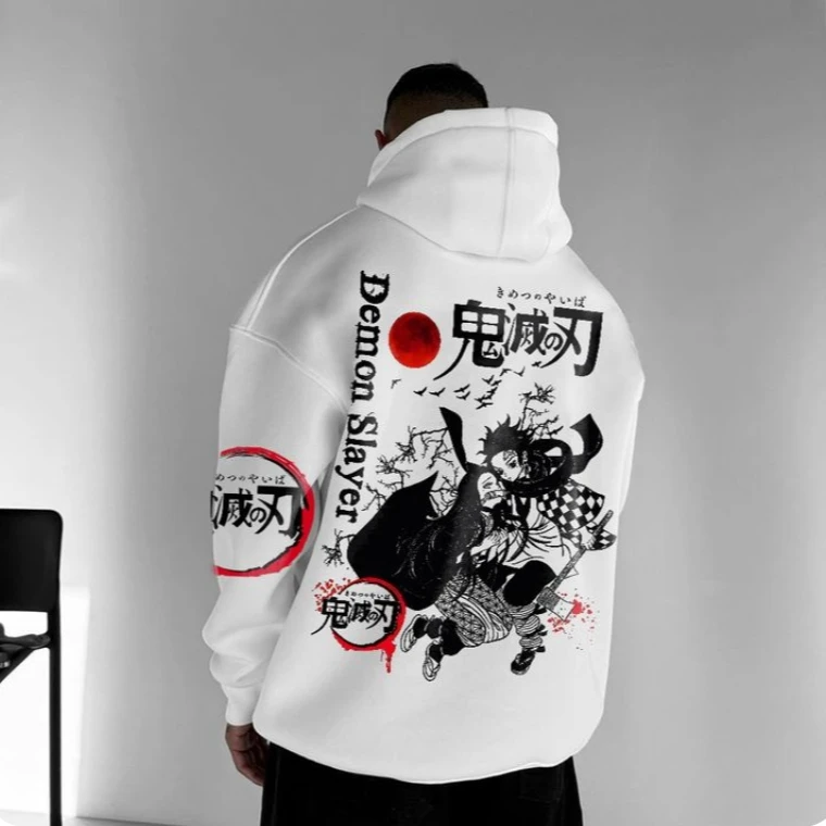 

Мужская одежда Demon Slayer, толстовка с капюшоном большого размера, женская одежда с длинными рукавами Y2k, осенне-зимний свитер, хлопковые топы унисекс