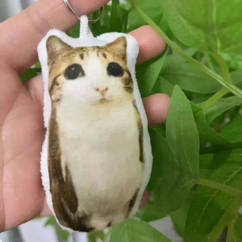 1/2/3PCS Cat Voice Keychain With Sound Funny Cute Rotating Keyring Pendant Portable Plush Cartoon Bag Pendant Gift For Backpacks