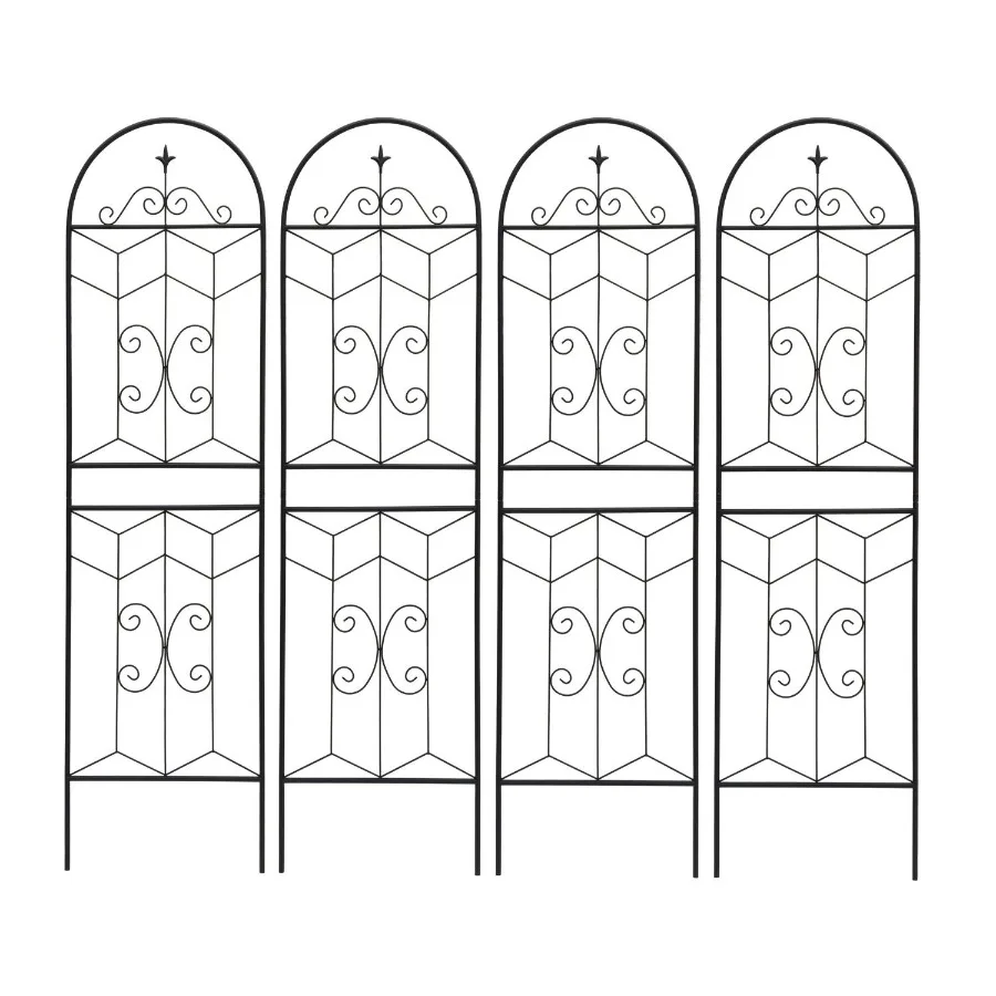 4 عبوات من تعريشة الحديقة المعدنية مقاس 71 × 19.7 تعريشة مقاومة للصدأ لنباتات التسلق في الهواء الطلق ودعم الزهور باللون الأسود