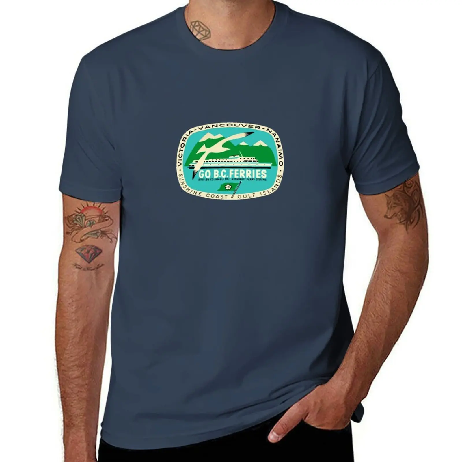 

BC Ferries Victoria Vancouver Vintage Travel Decal T-Shirt Work Outdoor T-Shirt for Men