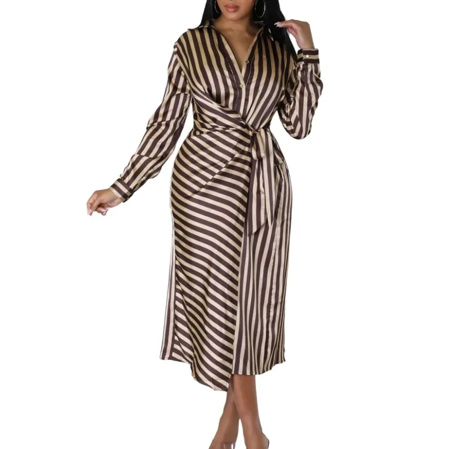 2024 African Party Evening Dresses for Women Fashion Summer African Long Sleeve V-neck Polyester Long Maxi Dress Africa Clothing