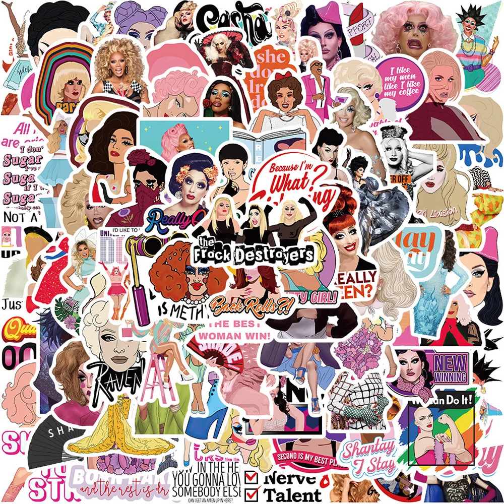 

10/30/50/100pcs RuPauls Drag Race TV Show Stickers DIY Luggage Phone Laptop Funny Cartoon Graffiti Decals Sticker Decoration