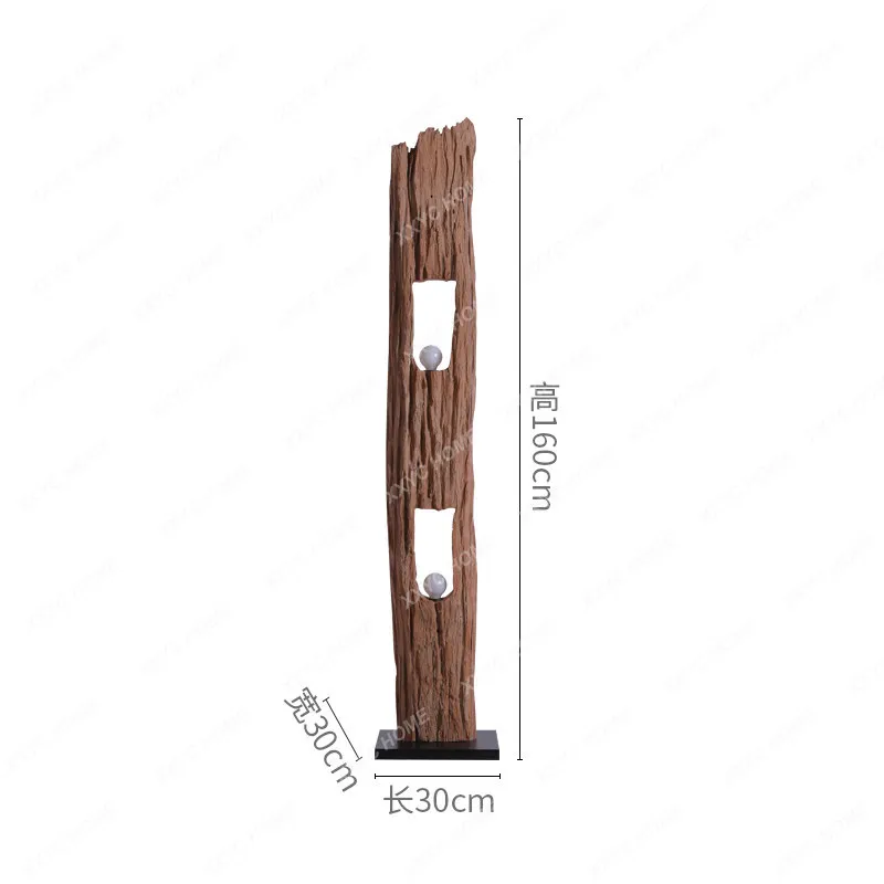 

Chinese Zen weathered wood floor ornament retro art wooden vertical atmosphere decoration luminous