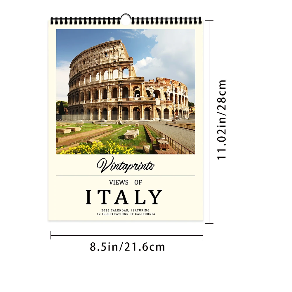 1 pezzo, 2026, edifici di riferimento di fama mondiale, 12 disegni distinti, calendario da parete, compleanno, Natale, regalo di Capodanno