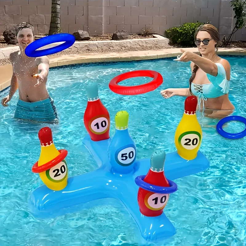 

Inflatable Bowling Game Set, 5 Piece Pool and Beach Toys, Ideal for Parent-Child Interactive Play and Family Gatherings