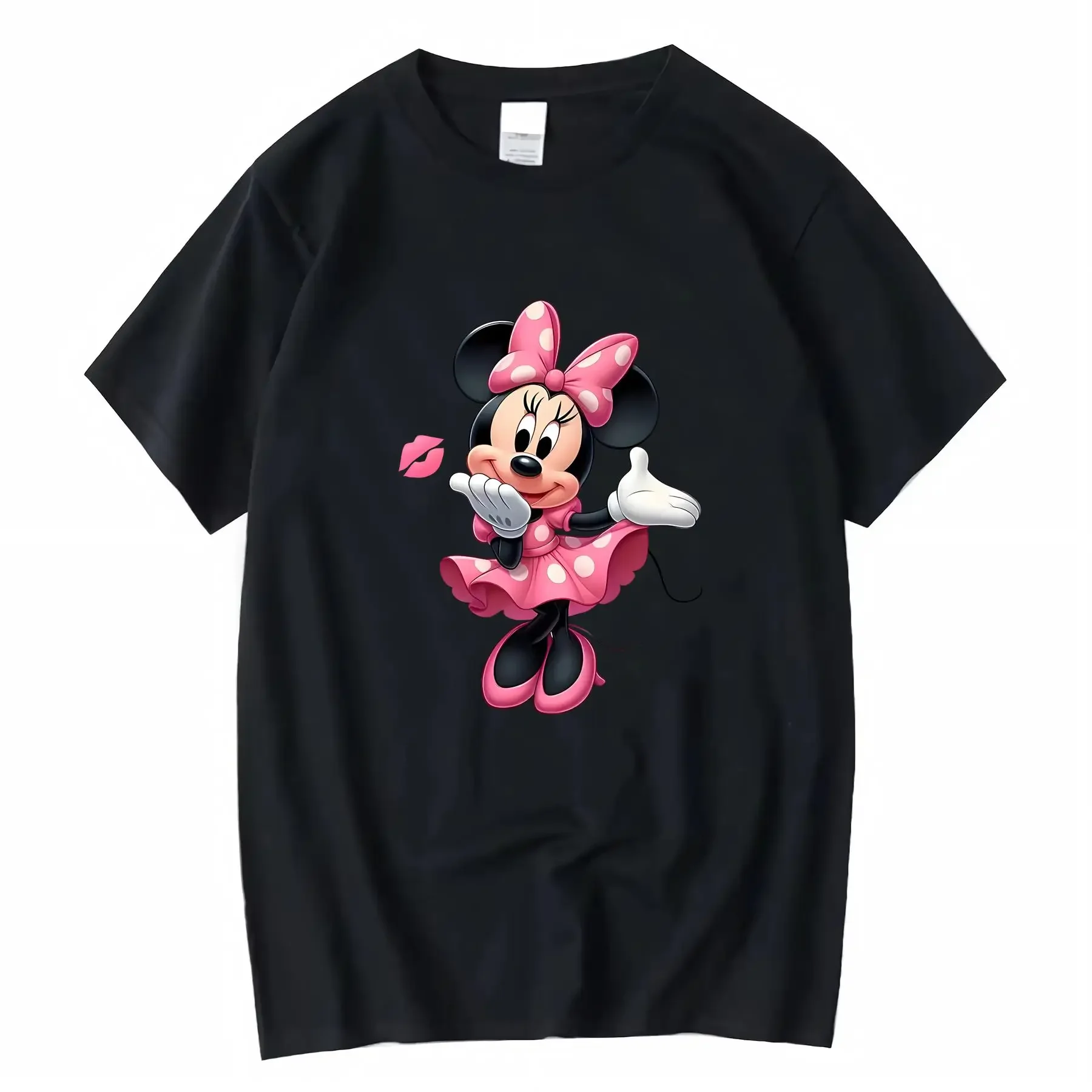 

Disney Minnie Mouse T Shirt Adult Casual Round Neck Summer White with Pink Polka Dot Design Perfect Birthday Fan vintage