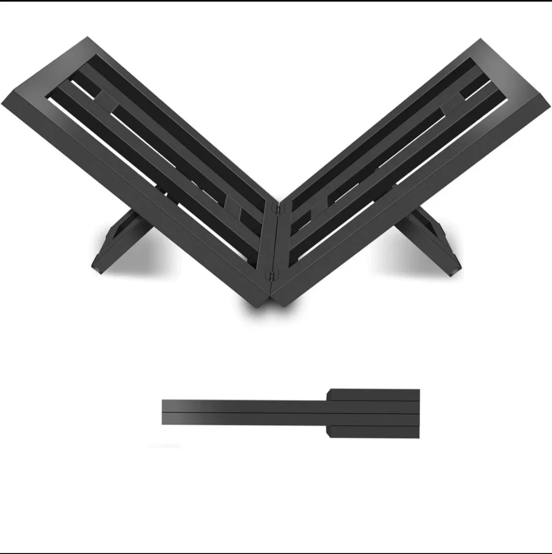 Heavy Duty Iron Firewood Rack for Fireplace and Fire Pits Classic Style Outdoor/Indoor Log Holder view 2