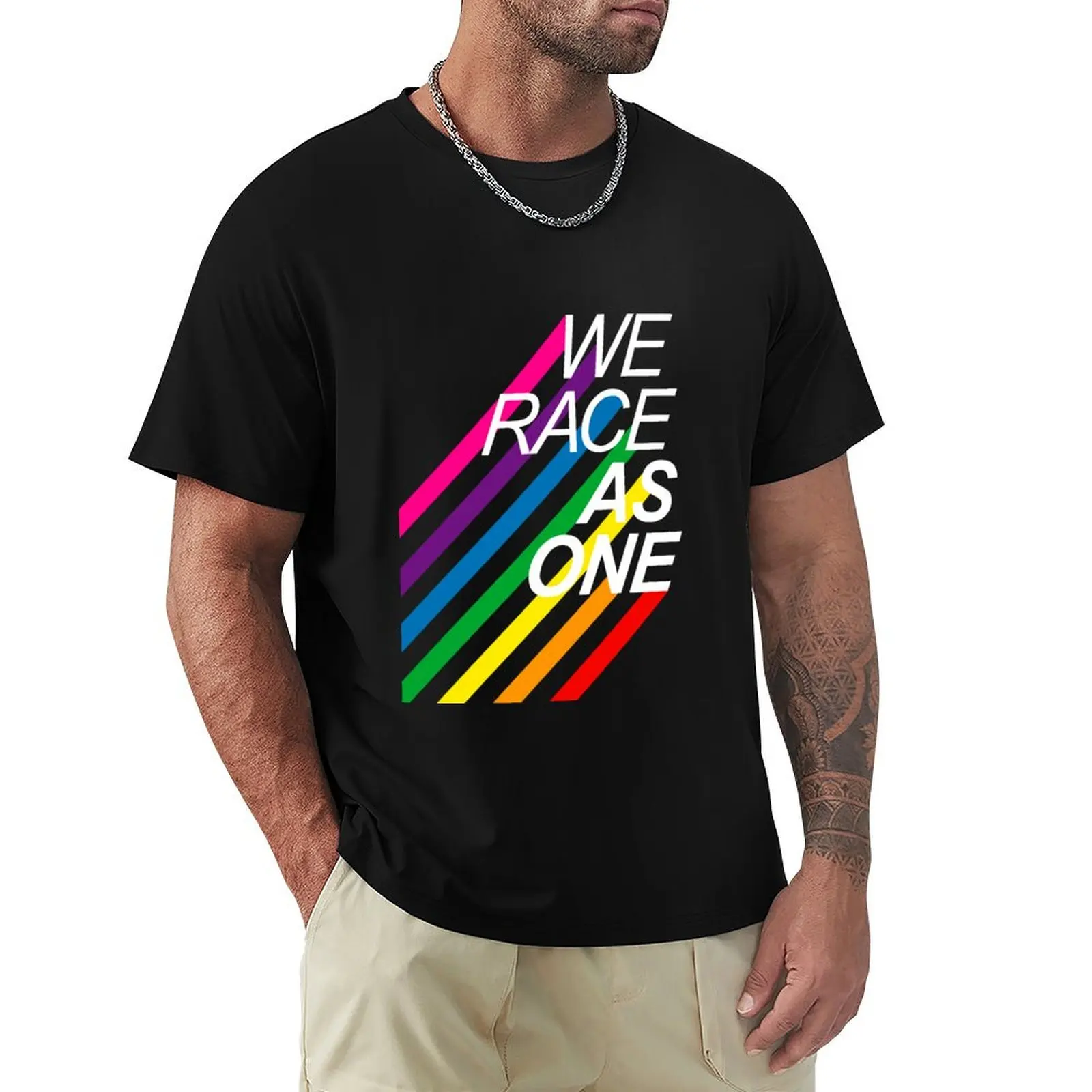 We Race As One - Rainbow Lines T-Shirt rapper graphic tees anime tshirt designer t shirt men