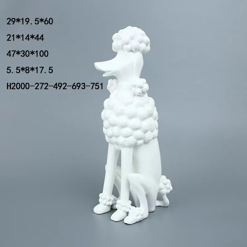 Unikatowa, popularna, tania, fabrycznie nowa rzeźba pudla z włókna szklanego, ręcznie rzeźbiona, w kolorze czerwono-czarnym, do dekoracji hotelu.