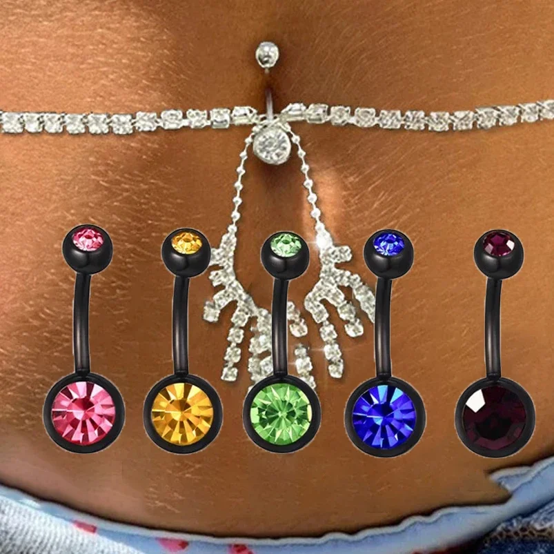 Fake Belly Piercing Clips for Women Fake Belly Ring Dangle Fake Belly Button Piercings CZ Non Piercing Jewelry