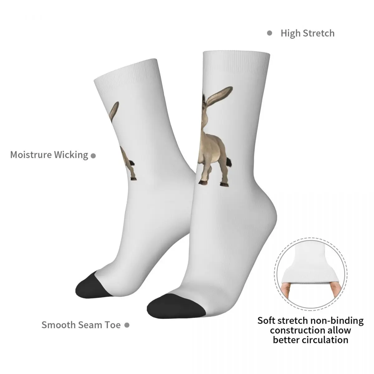 Donkey From Shrek Movie Socks Harajuku Sweat Absorbing Stockings All Season Long Socks Accessories for Unisex Christmas Gifts