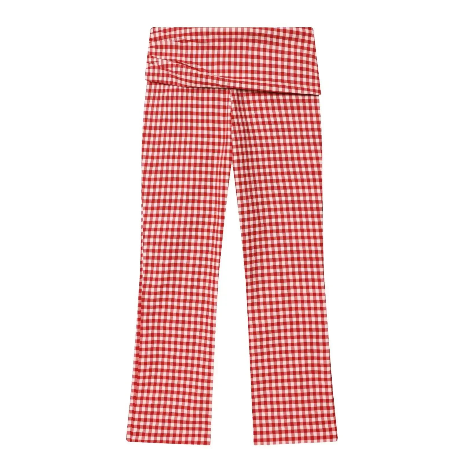 SMVP 2026 New Women Fashion Plaid Patchwork Side Zipper Straight Pants Vintage Mid Waist Full Length Female Chic Lady Trousers