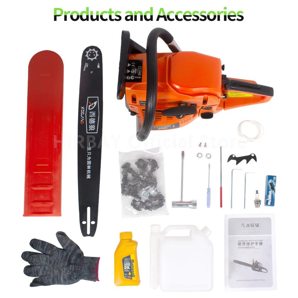 New Gasoline Chainsaw Tree Cutting Tool High Power Gasoline Saw handheld Chain Saw Cutting Wood Machine Garden Garden-urban Tool